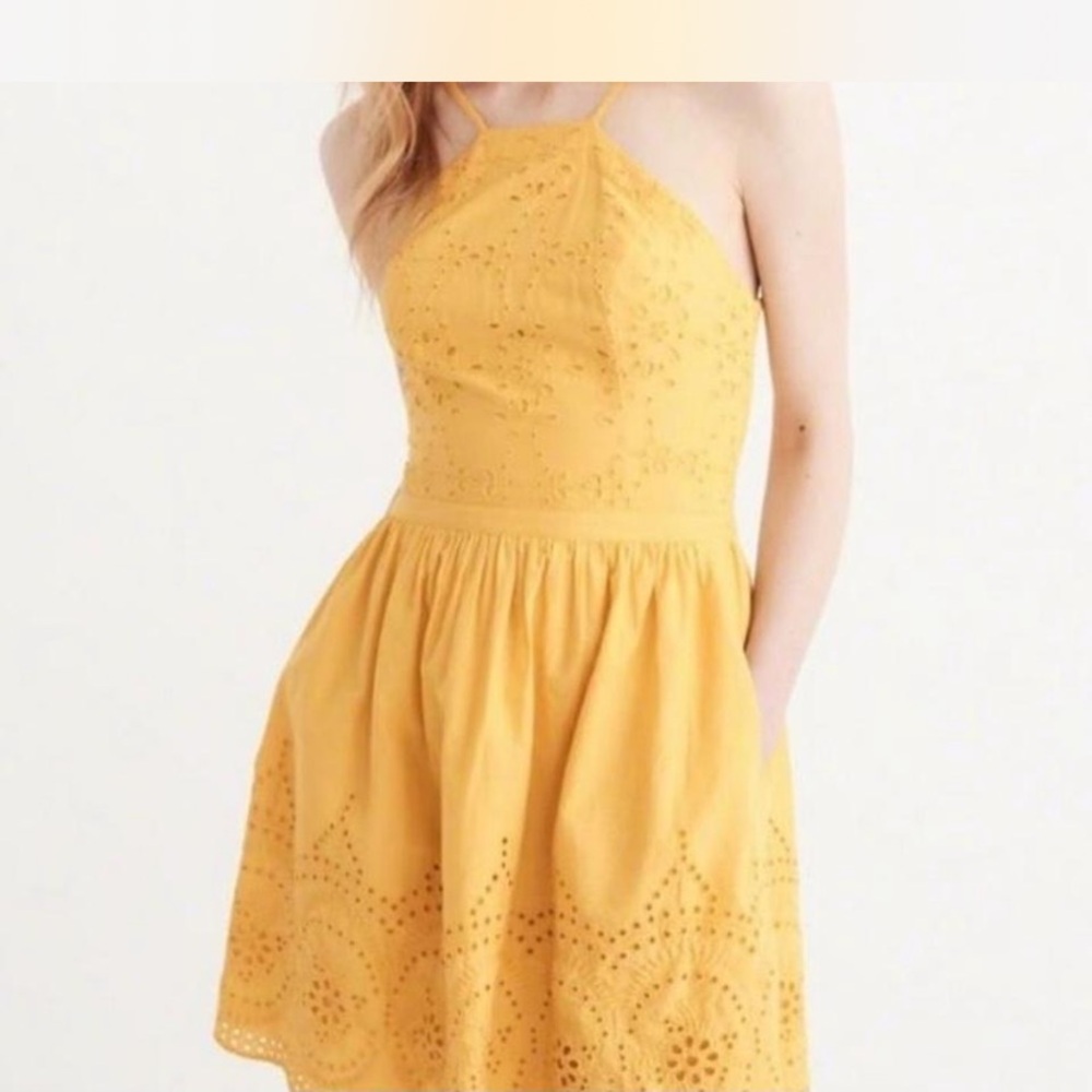 Abercrombie & Fitch Yellow Eyelet Mini Dress